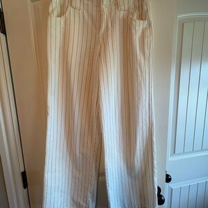 Sanctuary Cream Pinstripe Wide-Leg Pants